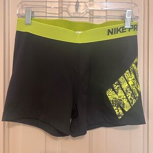 Nike Pro XL Black Neon Green Snakeskin Spandex Shorts